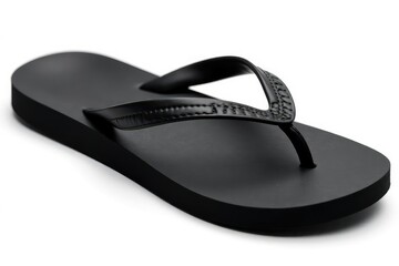 Single black flip-flop isolated on white background , sole, fashion, rubber sandal