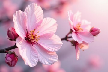 Obraz premium Soft pastel sakura petals, elegant repeating motif , flower, japanese, japanese design