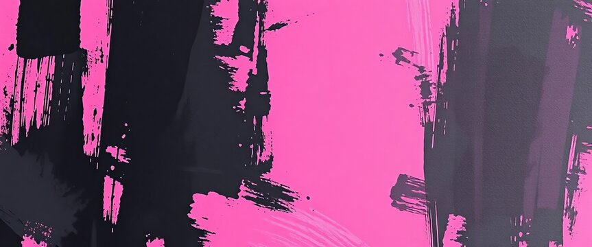 Abstract black and pink grunge texture, hand-painted brushstrokes, backdrop, bold