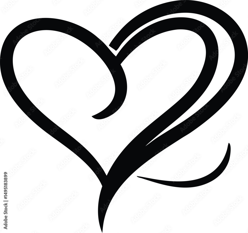 Poster elegant single line heart logo design with subtle twist for branding