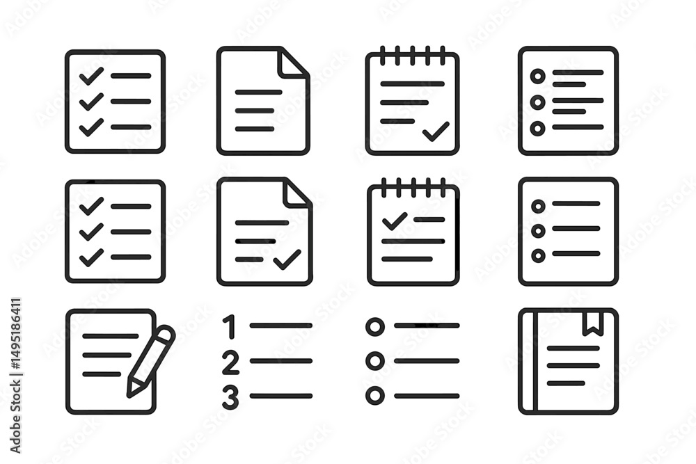 Poster modern vector illustration of checklist items and note-taking materials for productive planning and 
