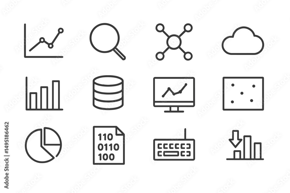 Poster modern vector illustration of data analysis and visualization elements for digital design and techno