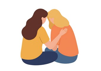 Woman comforting a friend with a supportive hug, showing empathy and care