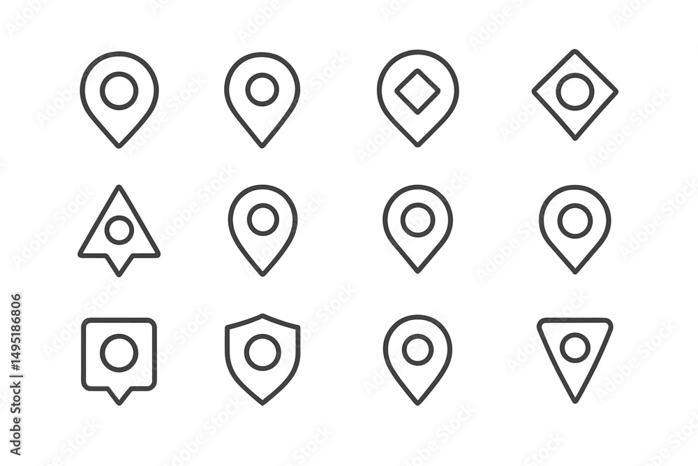 Poster modern vector illustration of various location markers suitable for maps and navigation apps featuri
