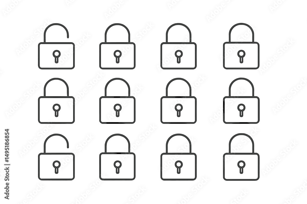 Aufkleber vector illustration of various padlocks representing security and safety concepts in a modern design