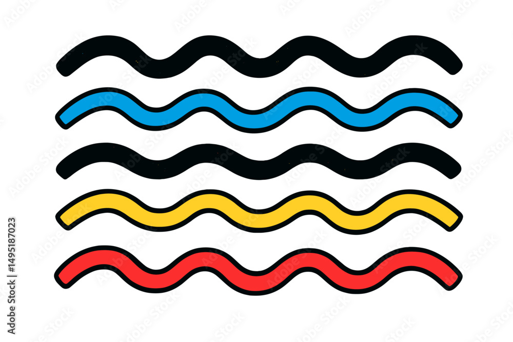 Poster modern vector illustration of colorful wavy lines creating a dynamic visual pattern suitable for var