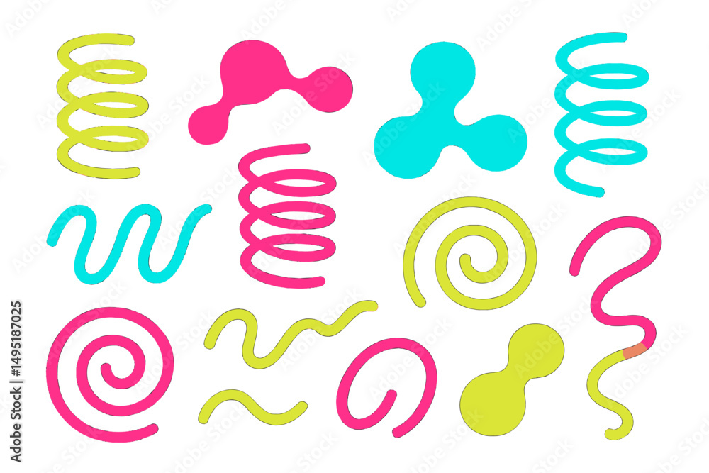 Poster colorful modern vector illustration of abstract shapes and lines in various patterns and colors on a