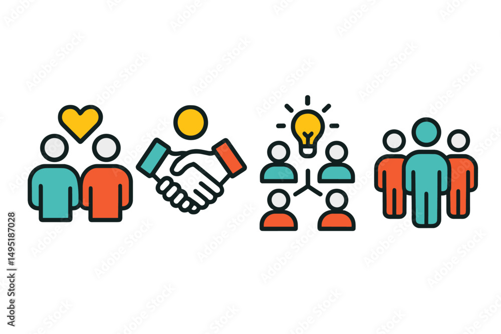 Poster creative collaboration and teamwork depicted in a modern vector illustration showing group dynamics 