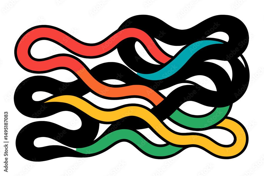 Poster modern vector illustration of flowing lines creating a dynamic abstract design in vibrant colors aga