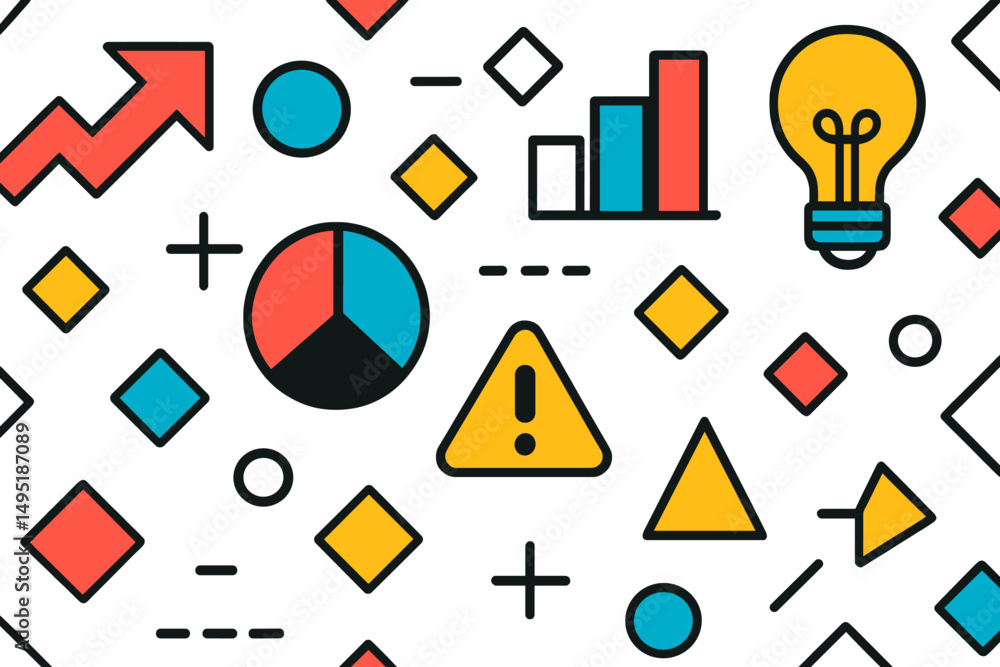Poster modern vector illustration featuring geometric shapes and icons in a creative layout for design and 