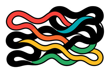 Modern vector illustration of flowing lines creating a dynamic abstract design in vibrant colors against a white background