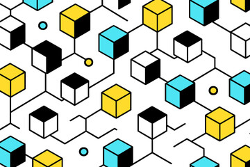 Colorful geometric shapes create a modern abstract pattern in vector illustration