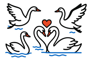 Gentle swans interact in a serene lake, showcasing nature's beauty and the essence of love