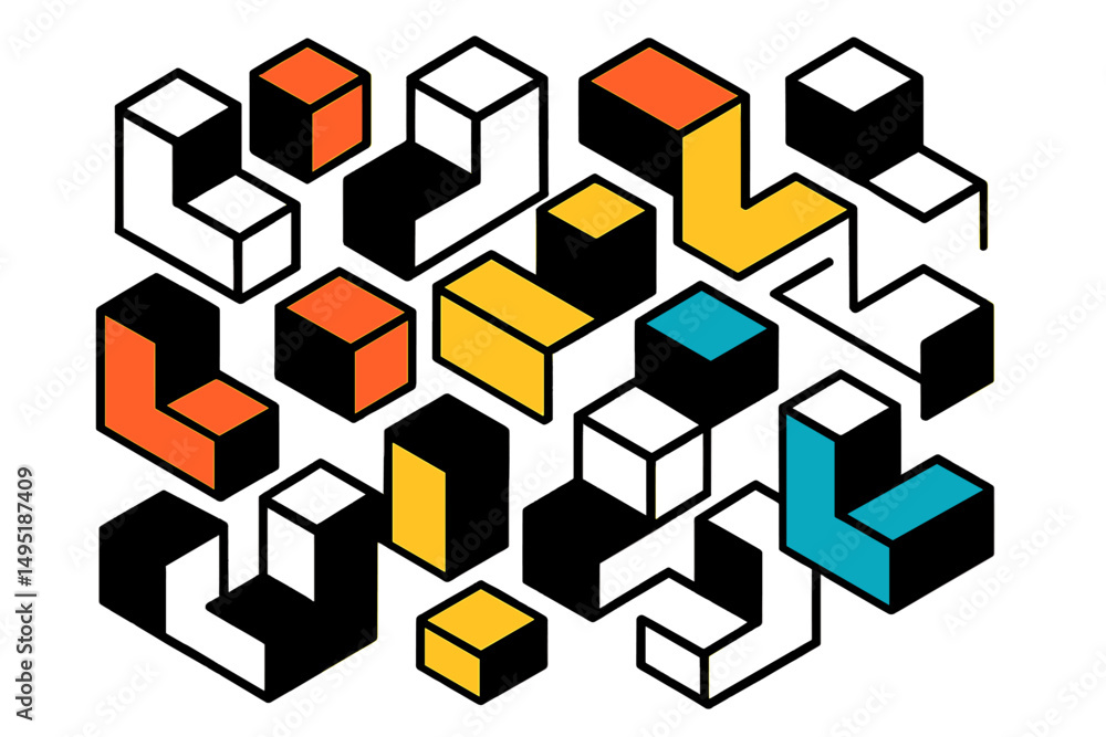 Poster modern geometric vector illustration featuring colorful abstract shapes and forms in a dynamic arran