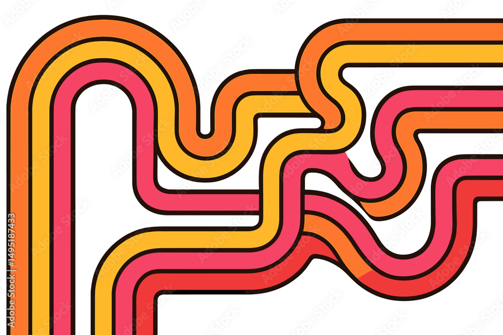 Poster modern vector illustration of abstract colorful lines creating dynamic shapes and patterns in warm h