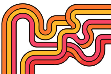 Modern vector illustration of abstract colorful lines creating dynamic shapes and patterns in warm hues