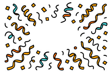 Colorful vector illustration of festive confetti and streamers for celebration or party decoration