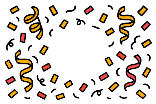 Colorful confetti and streamers create a festive atmosphere for celebrations and events