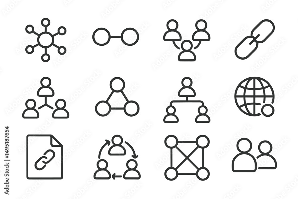 Poster modern vector illustration showcasing network connections and collaborative interactions in a digita