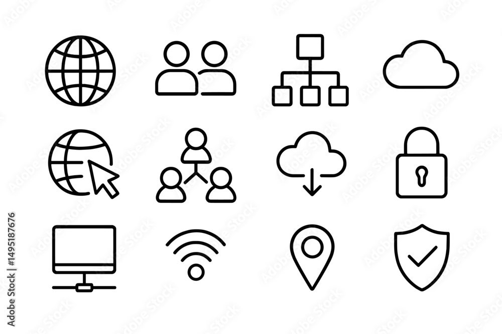 Poster modern vector illustration of digital communication concepts with icons representing connectivity an