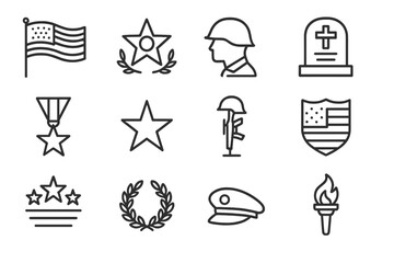 Celebrating bravery through modern vector illustrations of military symbols and honors in a patriotic theme