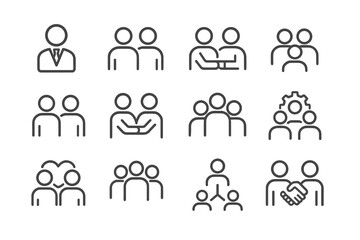 Vector illustration of modern social and business interactions featuring people, partnerships, teamwork, and collaboration in a clean design