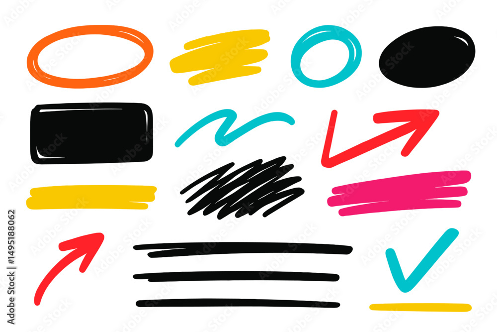 Aufkleber modern vector illustration of colorful scribbles and shapes in bold, dynamic design style