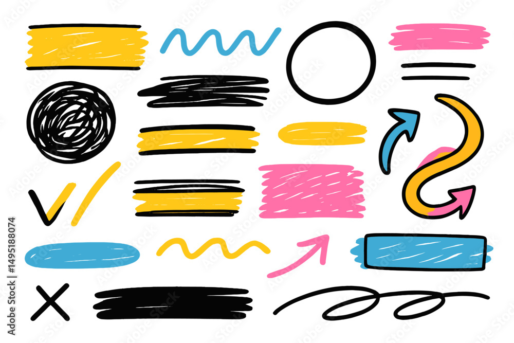 Aufkleber colorful modern vector doodles with abstract shapes and lines for creative design projects
