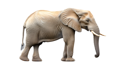 Majestic African Elephant Isolated on Transparent Background - Professional Wildlife Photography