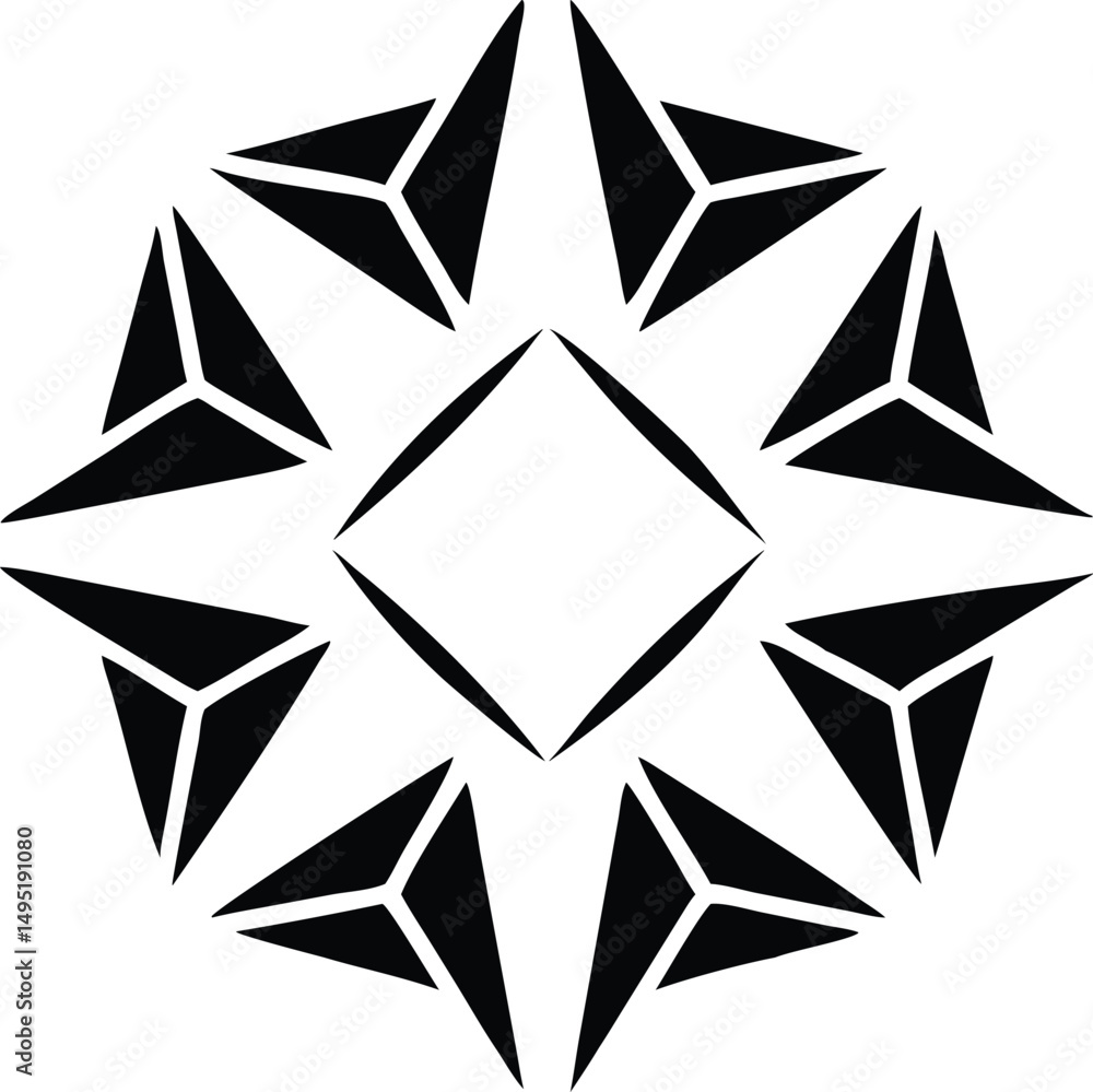 Poster simple geometric triangle logo design with symmetrical centered shape