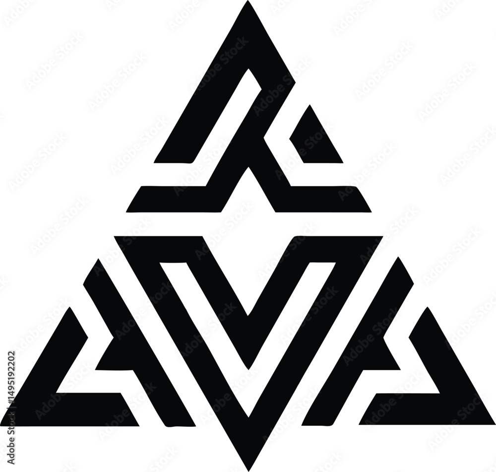 Poster centered simple black geometric triangle shape logo design with symmetry