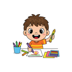 little boy drawing
