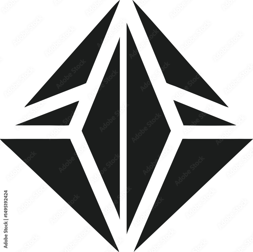 Poster modern geometric logo featuring a centered symmetrical triangle design element