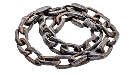Broken Metal Chain Isolated on Transparent Background - Professional Stock Photo