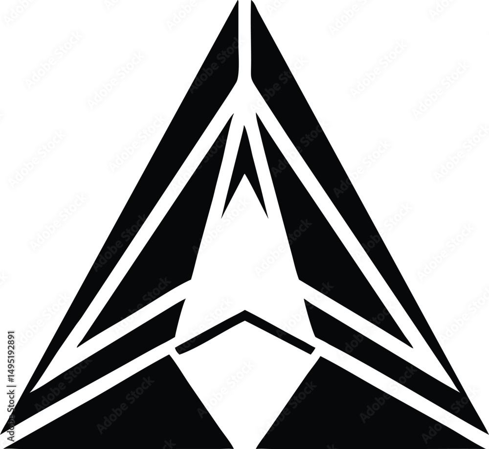 Poster minimalist simple geometric triangle logo centered and symmetrical design