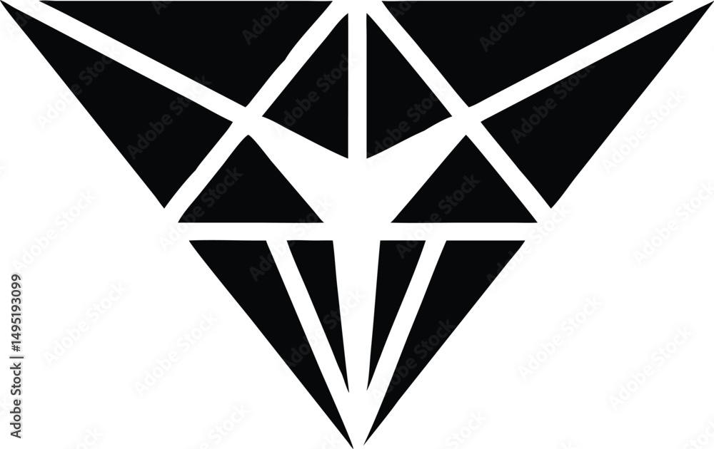 Poster simple centered geometric triangle shape logo design with symmetry