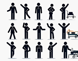 Office Actions Stickman Vector Set