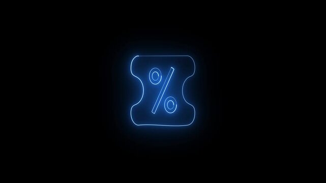 Glowing neon voucher icon isolated on black background. HD Video motion graphic animation icon. glowing light bulb