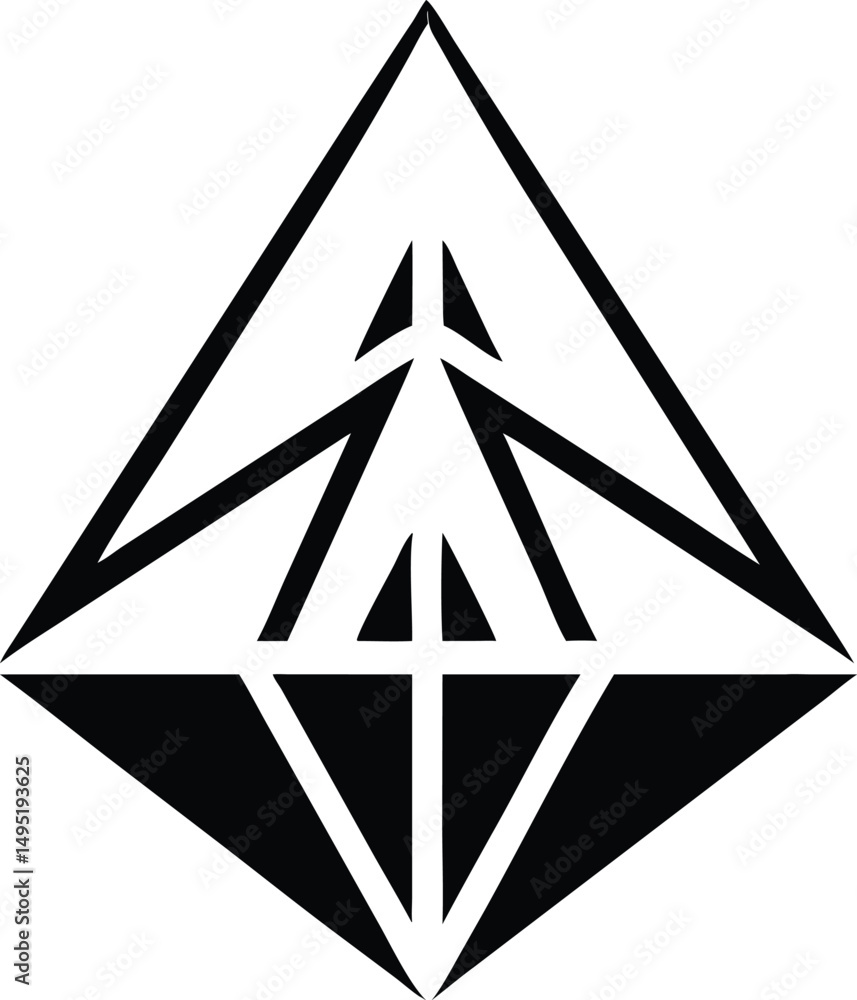 Poster centered simple geometric triangle logo design with symmetry and transparency