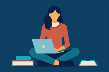 young woman working on laptop