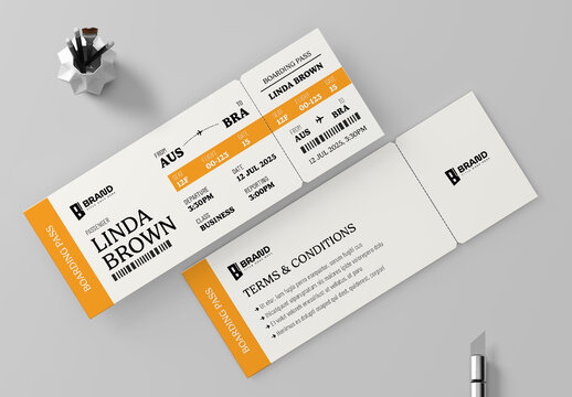 Professional Boarding Pass And Flight Ticket Template