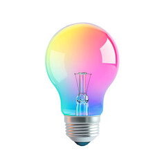 Fototapeta premium Colorful gradient light bulb with transparent glass isolated on transparent background