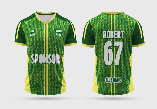 Sport Jersey Design Template With Green Accent