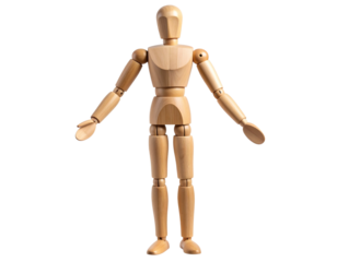 Artistic Wooden Mannequin in Neutral Stance, Isolated on Transparent Background png