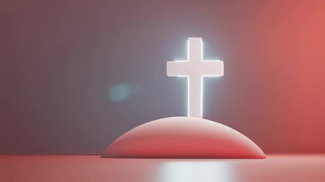 Modern Easter background with cross. Abstract Christian 3D symbols. The video can be used to illustrate the gospel event For Christian media