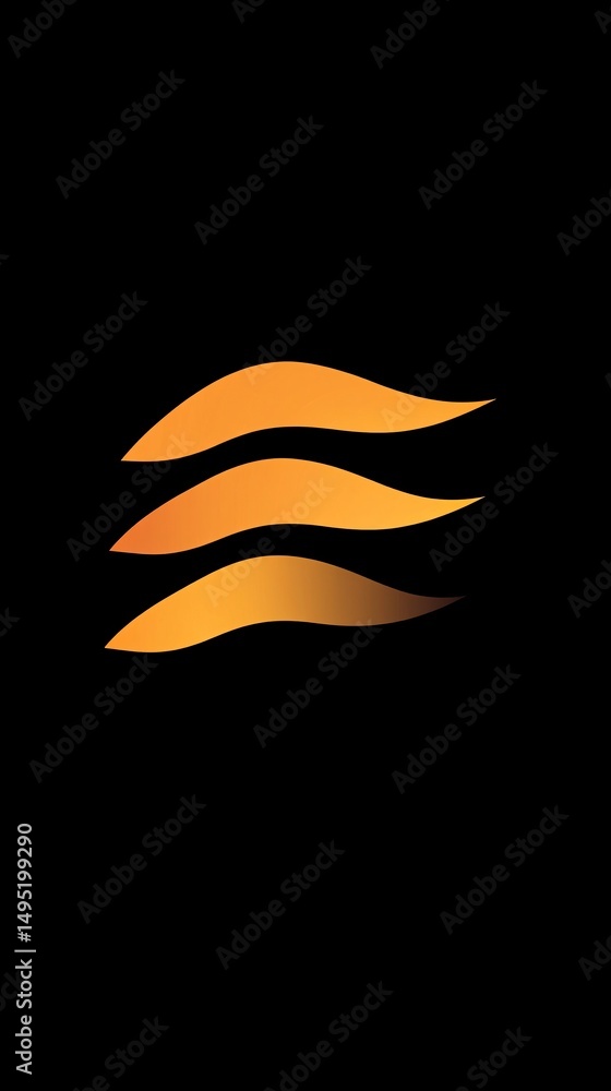 Poster abstract design featuring three flowing orange gradient waves on a black background, ideal for moder