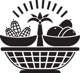 woven basket corn mangoes yams bananas abundance community support design