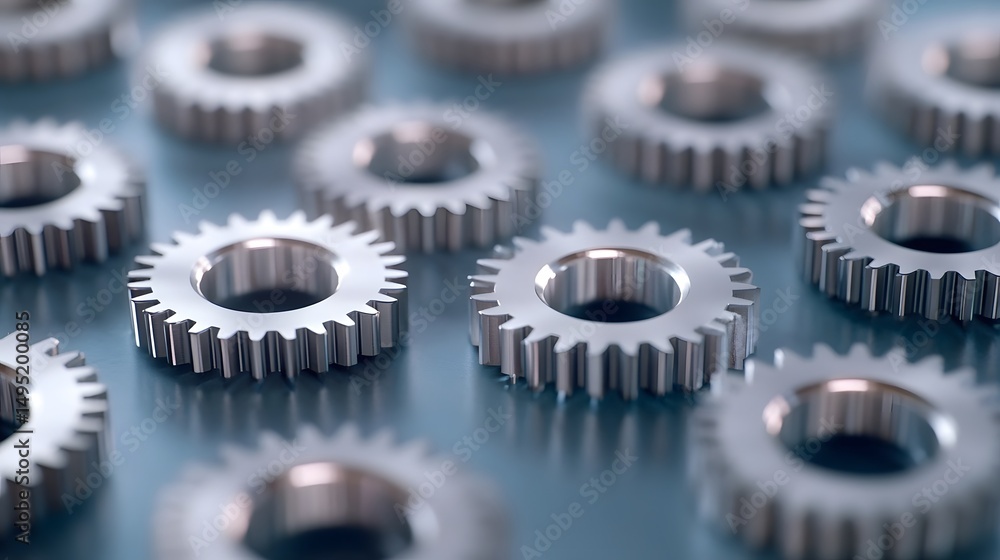 Poster metallic cogs representing engineering teamwork