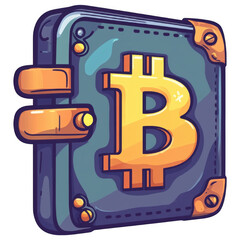 Bitcoin Digital Wallet Illustration: A detailed illustration of a digital wallet with the bitcoin symbol.