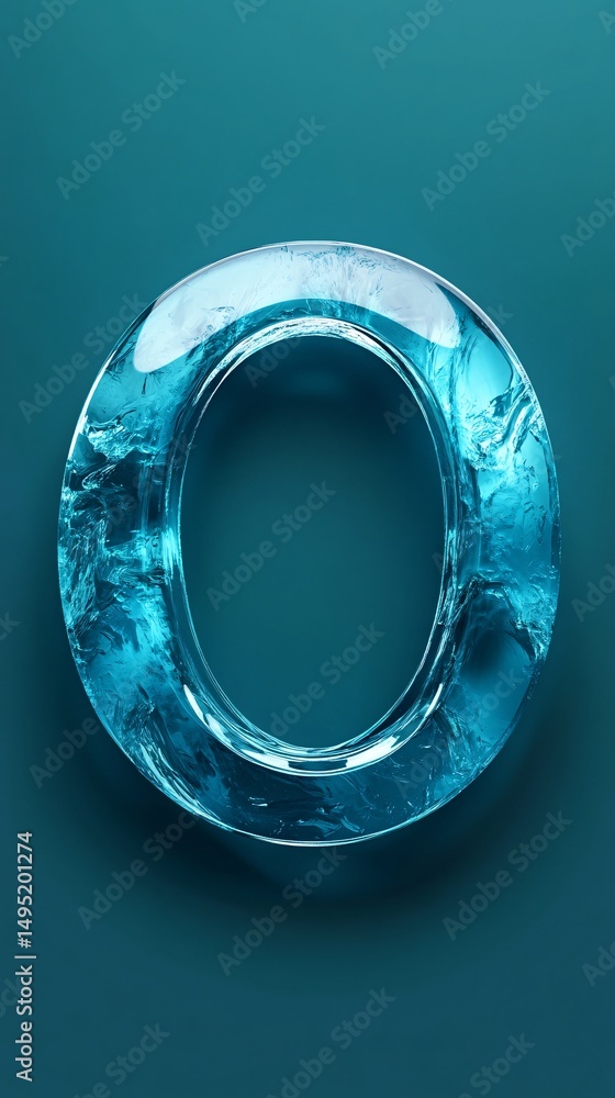 Aufkleber frosty numeral zero against turquoise surface symbolizing winter crispness, communicating cool graph